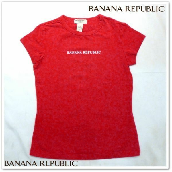 バナナリパブリック　レディース　半袖　Tシャツ　バナリパ　BANANA REPUBLIC　インポート　トップス　シンプル　ロゴ　アメリカ　赤　S