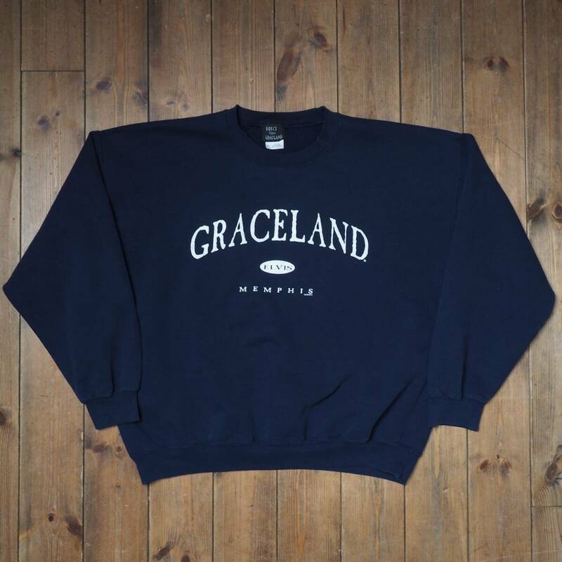 00s GRACELAND グレイスランド エルヴィス プレスリー スウェット オフィシャル ビンテージ ネイビー XL