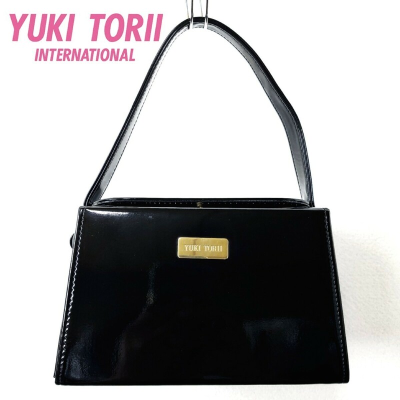 【美品】ユキトリイ/エナメル バニティ バッグ/黒【クリーニング済み】YUKI TORII/パーティー/スーツ