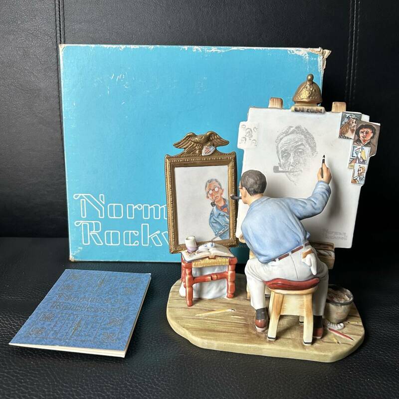 絶版★ノーマン ロックウェル 陶器人形 トリプル セルフポートレート Triple Self Portrait 1978年 日本製/米国ゴーハム社★