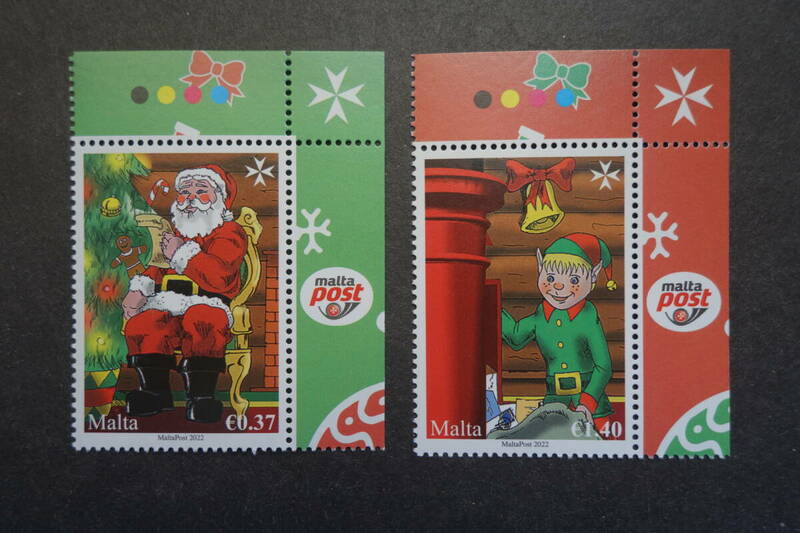 外国切手：マルタ切手 「クリスマス」2種完 未使用