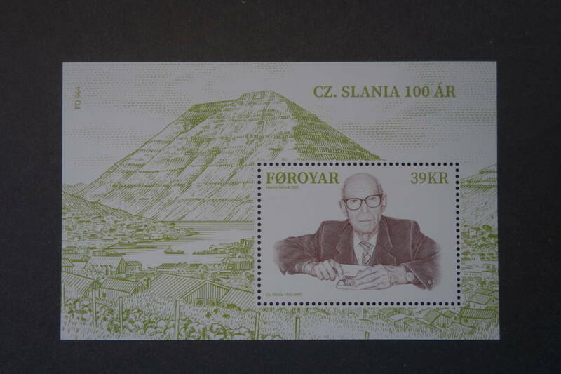 外国切手：フェロー諸島切手 「チェスラフ・スラニア生誕100年」 小型シート 未使用