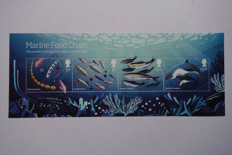 外国切手：イギリス切手 「海洋生物」小型シート 未使用