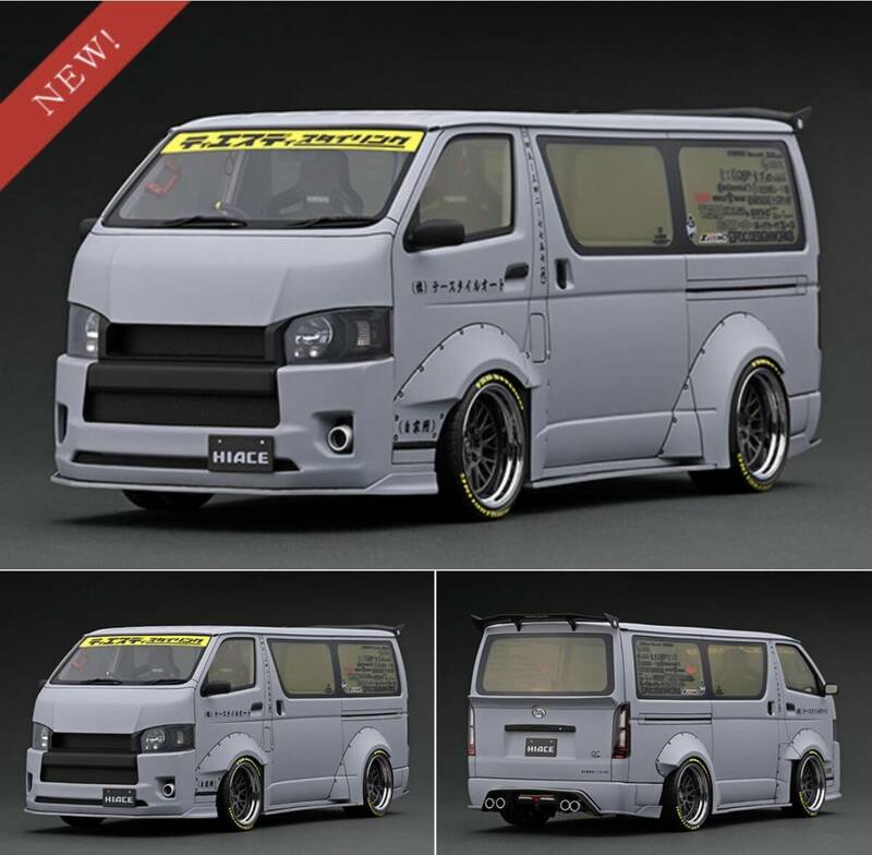 未開封新品/Ignition限定モデル[IG2802 1/18 T・S・D WORKS HIACE Matte Grayトヨタハイエース]フルエアロパーツ1/18スケールレジンモデル