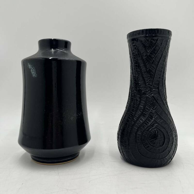 【 花瓶 ２個セット 】 花器 花瓶 陶器 花活 華道具 レトロ