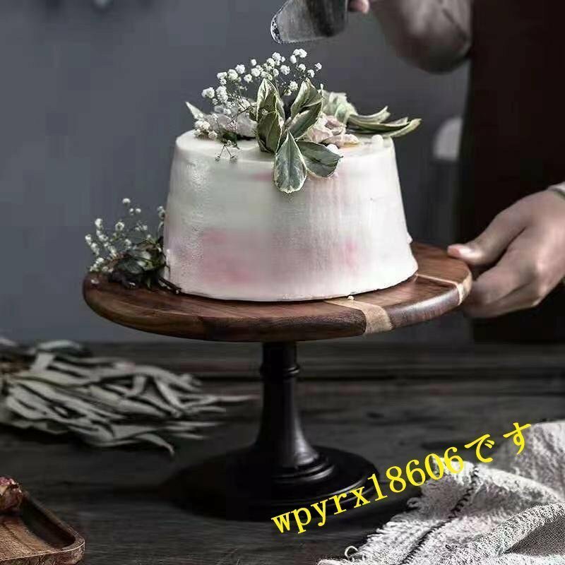 ケーキスタンド ケーキトレー 木製 手作り台座 ケーキ台 デザート ケーキディスプレイ テーブル ラウンド 高級感 ケーキの陳列台/Lサイズ