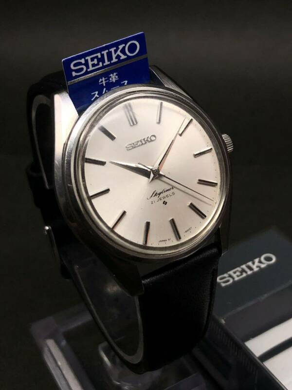 極希少◆中古美品◆セイコー【スカイライナー】SEIKO新品ベルト◆諏訪精工舎1971年/21石/手巻◆機械測定平置±20秒(数値好調)