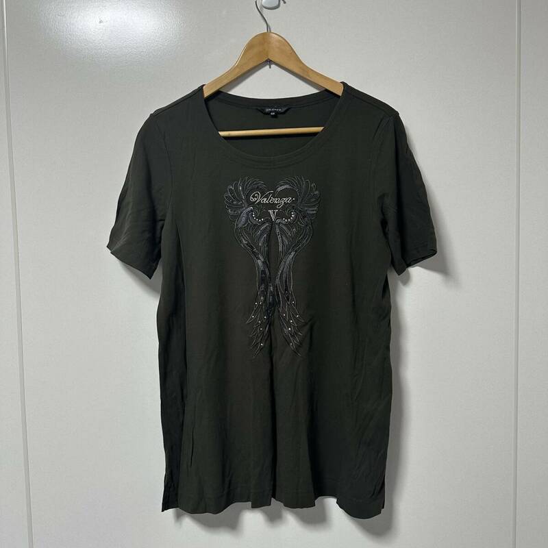 バレンザ VALENZA シャツ Tシャツ 半袖 42 L 黒 ブラック ラインストーン (RF-017)