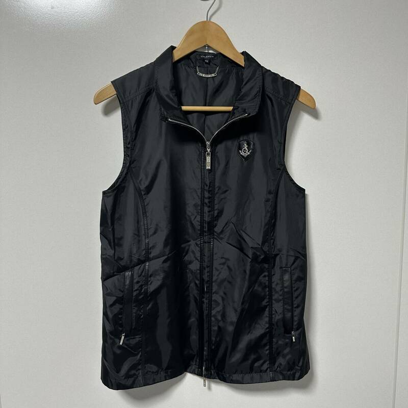 バレンザ VALENZA ジャケット ベスト ナイロン ジップアップ 42 L 黒 ブラック ラインストーン (RF-061)