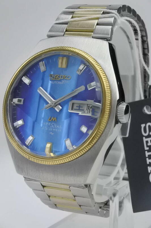 高級 スペシャルモテル☆1974年製SEIKO セイコー 5216-7020 ロードマチック 23石　菱形カットガラス　青文字盤 自動巻紳士腕時計　国産名機