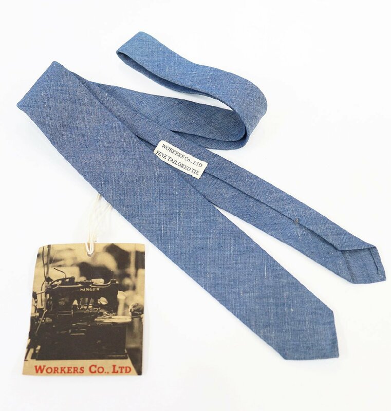 Workers K&T H MFG Co (ワーカーズ) Narrow Tie - Cotton Linen Blue -/ ナロータイ コットンリネン 未使用品 ブルー / ネクタイ