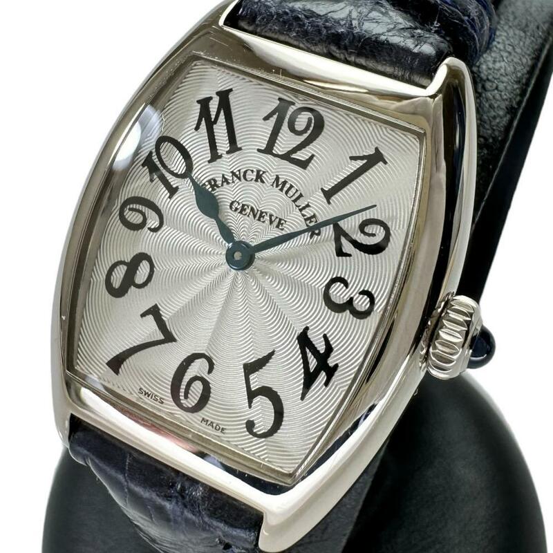 FRANCK MULLER/フランクミュラー トノーカーベックス 2251MC 腕時計 K18WGホワイトゴールド/レザー 手巻き シルバー/紺革ベルト レディース