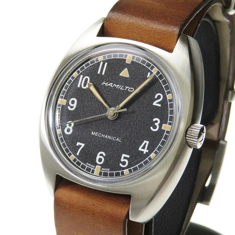 HAMILTON/ハミルトン H764190 カーキ アビエーション パイロット パイオニアメカ 腕時計 ステンレススチール 手巻き 黒 メンズ
