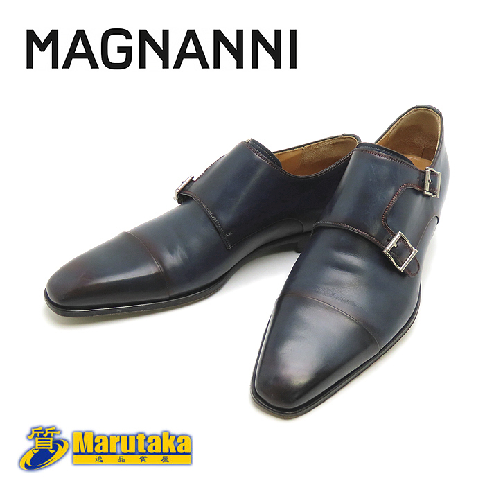 送料無料 MAGNANNI マグナーニ ダブルモンク ネイビー #41 ドレスシューズ メンズ ビジネスシューズ 逸品質屋 丸高 23k145-6