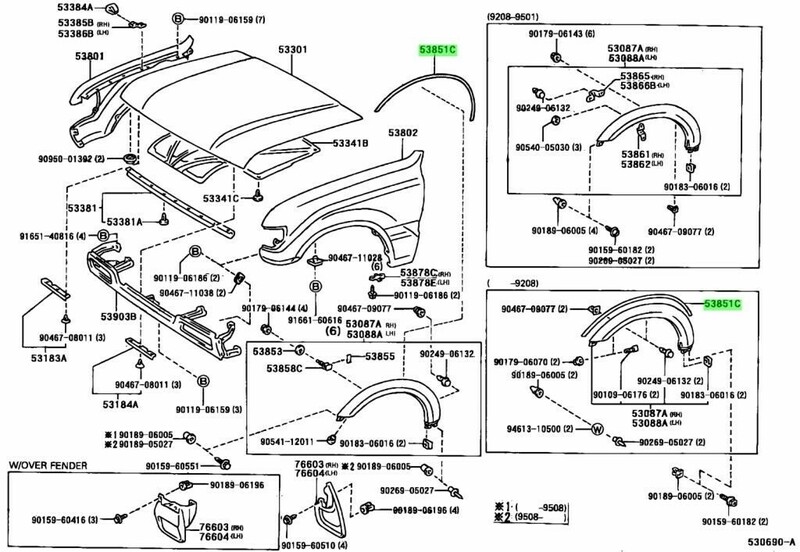 トヨタ ランドクルーザー フロントホイールオープニングエクステンション パッド NO.1 PAD FRONT WHEEL OPENING EXTENSION NO.1 HDJ81V