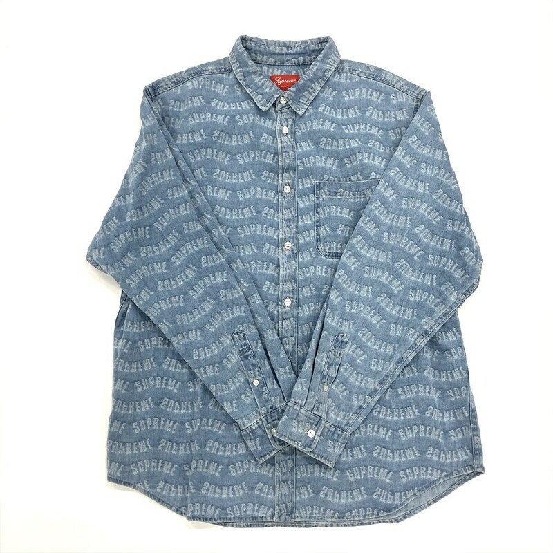 シュプリーム Supreme ARC JACQUARD DENIM 22SS 長袖シャツ コットン ブルー L デニム アーチロゴ ジャガード メンズ