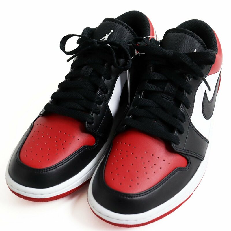 未使用品 NIKE ナイキ 553558 612 AIR JORDAN 1 LOW エアジョーダン1 レザー スニーカー ブラック レッド ホワイト 27 箱 タグ付き メンズ