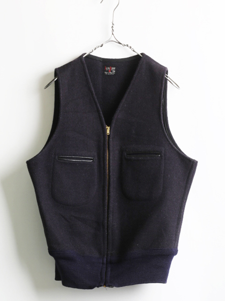 50's ビンテージ ★ JACK-VEST ジャックベスト フルジップ ウール ワーク ベスト ( メンズ 男性 38 ) 50年代 ヴィンテージ ネイビー 古着