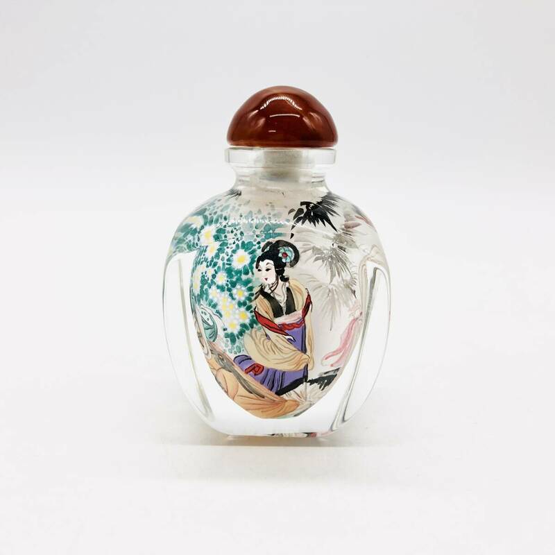 保管品 鼻煙瓶 鼻煙壷 香水瓶 小瓶 中国 工芸品 ガラス瓶 伝統 美人 美女 内絵