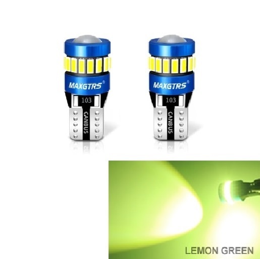 [2個] T10 LED ライムイエロー 12V キャンセラー内蔵 爆光 無極性 19LED グリーンイエロー 【送料230円】
