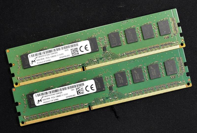 8GB (4GB 2枚組) PC3L-12800E DDR3L-1600 ECC 1.35V/1.5V 2Rx8 両面実装 240pin ECC Unbuffered DIMM MT Micron (管:SA5726
