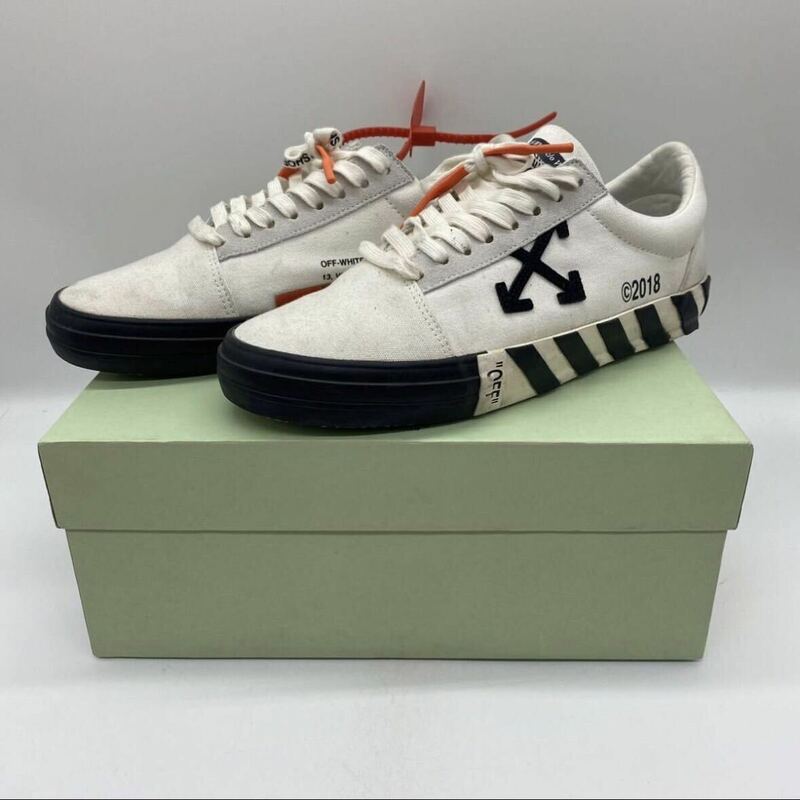 【42】USED Off-White VULCANISED STRIPED LOW TOP オフホワイト バルカナイズ ストライプ 【OMIA085R19800016】 4580