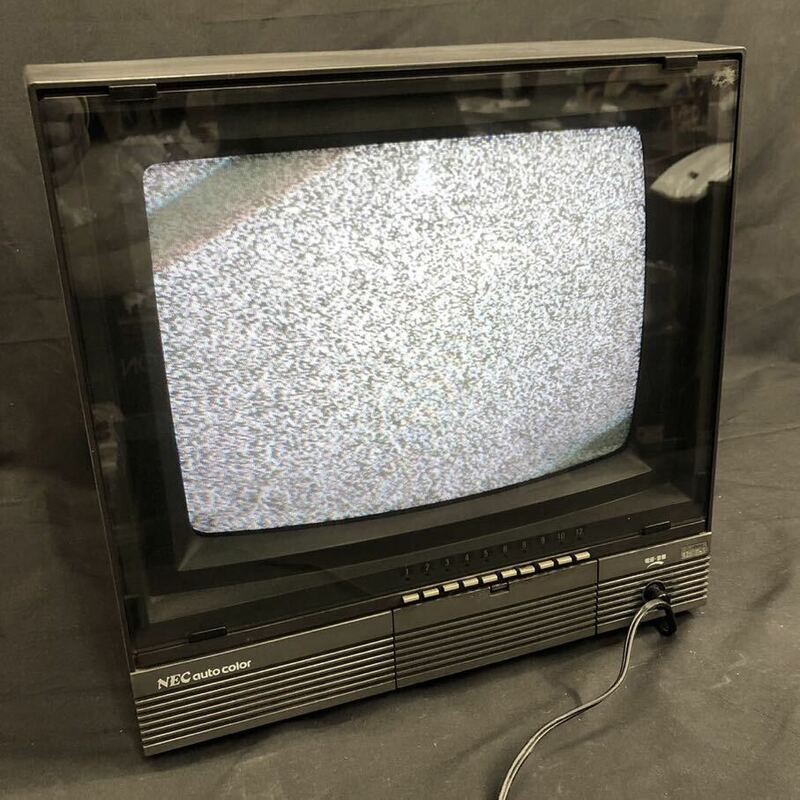S717【通電確認済み】NEC カラーテレビ C-14N19型 1983年製 当時物 昭和レトロ アンティーク コレクション 長期保管品 現状品
