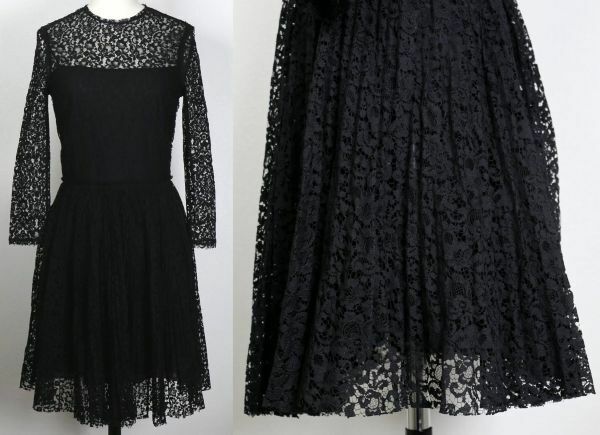 Christian Dior クリスチャンディオール レース ドレス ワンピース 36 lace dress onepiece イタリア製 black b7665