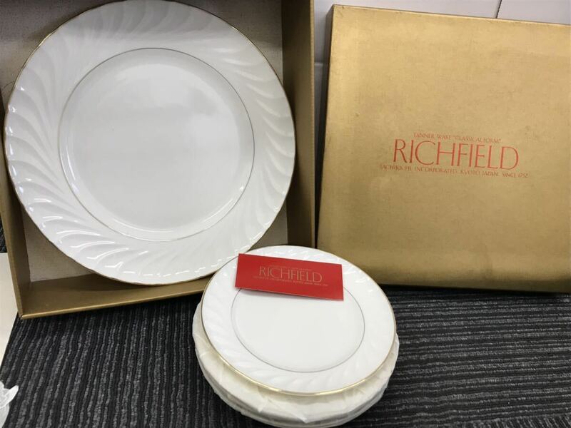 refle03 【保管品】RICHFIELD たち吉 金縁プレート 食器 リッチフィールド 中皿 小皿