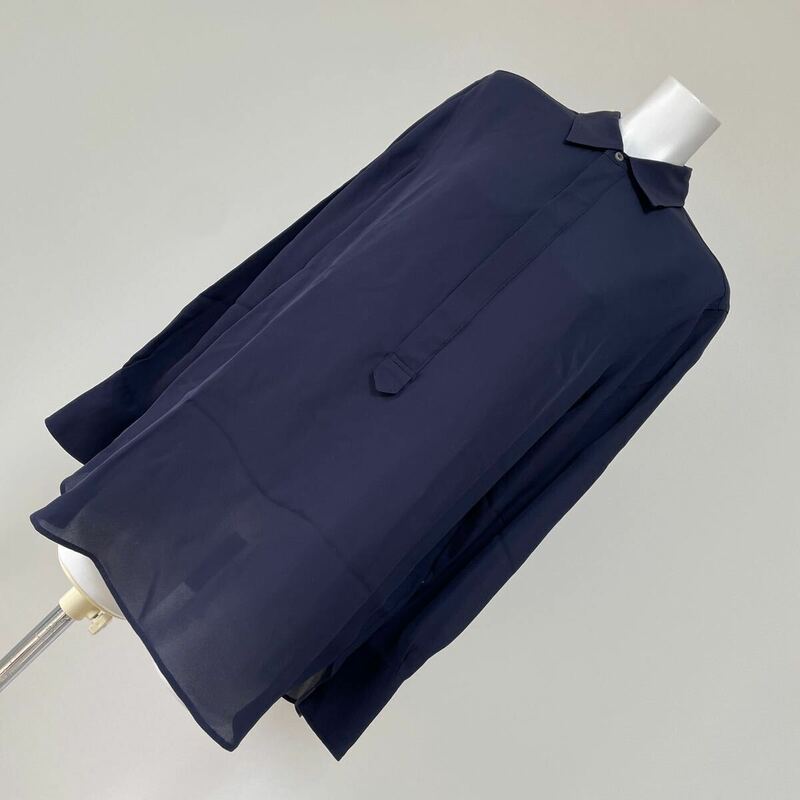 新品 POLO RALPH LAUREN ポロラルフローレン レディース シルク ブラウス シルクシャツ 長袖 絹100% ネイビー サイズM 165 未使用タグ付き
