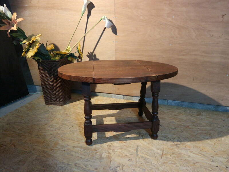 英国アンティーク 小さな古木のバタフライテーブル/サイドテーブル/花台/ドロップリーフ/折畳み/飾り台/ディスプレイ/イギリスヴィンテージ