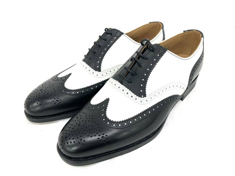 T03/025 Alfred Sargent アルフレッド サージェント ウィングチップ ビジネスシューズ 靴 7 1/2F ブラック/ホワイト/ブラウン