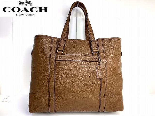 新品同様★送料無料★ コーチ メンズ COACH ブリーカー ペブルド レザー ショッパー トート バッグ 肩掛け可能 ビジネストート