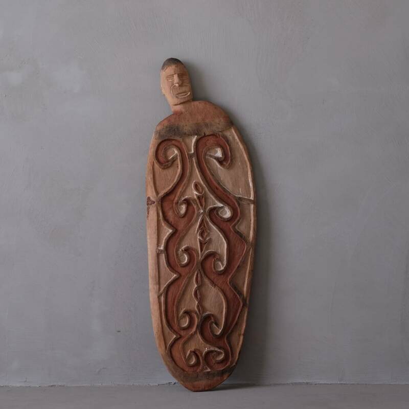 02960 インドネシア パプア州 アスマット族 木彫盾 B / プリミティブ アート 古美術