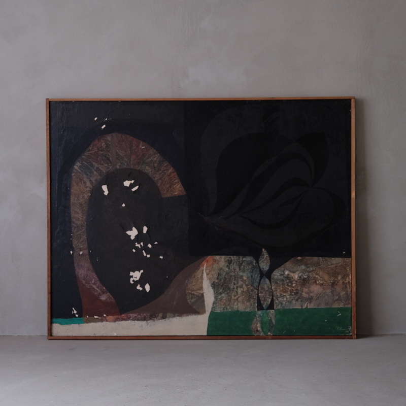 02906 1960〜70年代 大型抽象画 119×93㎝ / 絵画 アート 美術 芸術 古道具