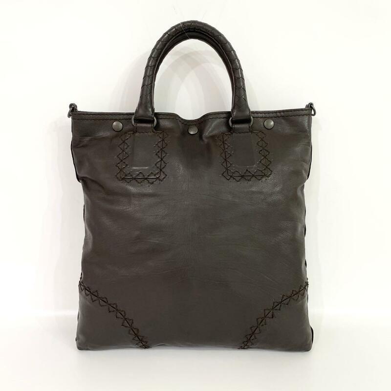 BOTTEGA VENETA ボッテガヴェネタ イントレチャート トートバッグ ハンドバッグ レザー ブラウン 0032590