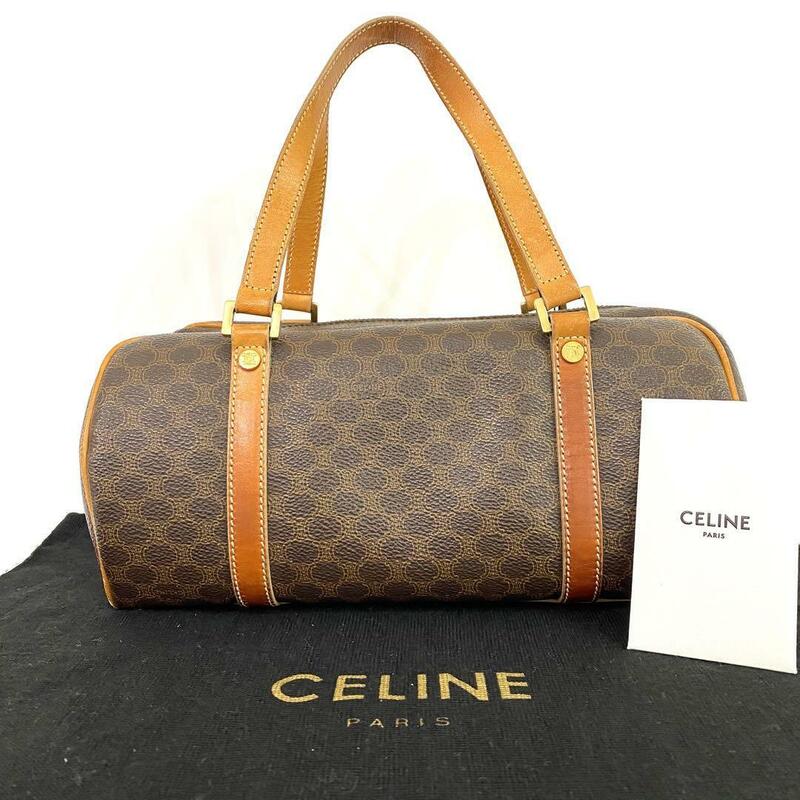 セリーヌ CELINE マカダム トリオンフ 筒形 ミニ ボストンバッグ ハンドバッグ 0108325