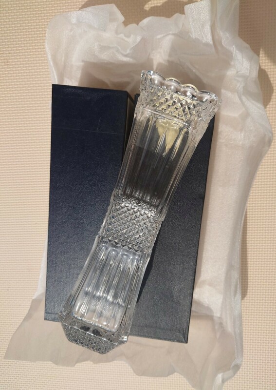 KAMEI GLASS 花瓶 クリスタル ガラス カメイガラス フラワーベース 花器 レトロ