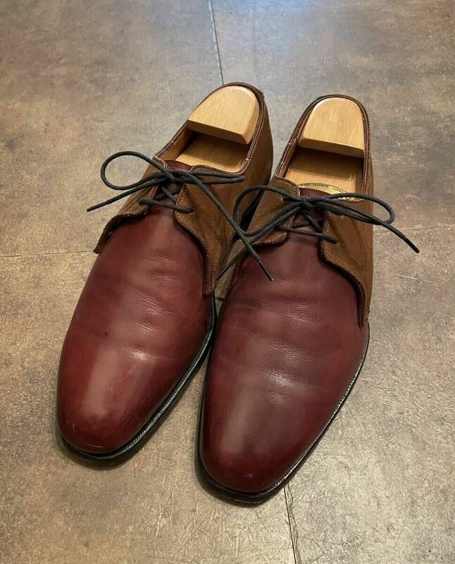 売切出品①イギリス製【GRENSON グレンソン】コンビ革 外羽根ダービーシューズ靴 7 25~25.5cm 茶色 英国靴クロケットChurchチャーチ好きに