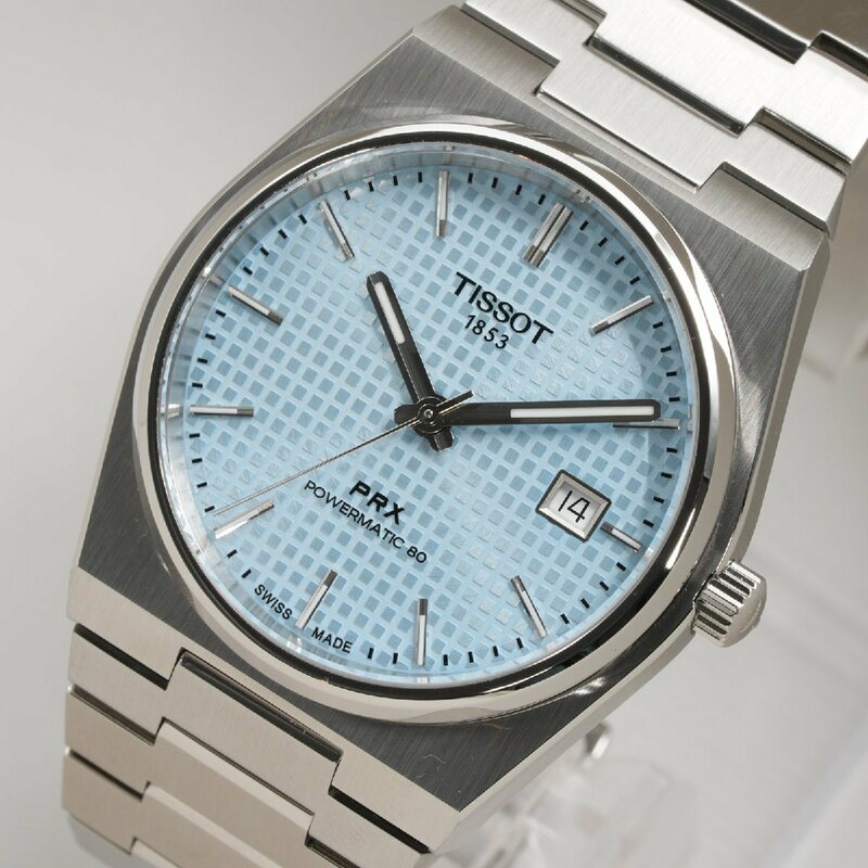 ティソ TISSOT 腕時計 PRX パワーマティック T137.407.11.351.00 ライトブルー 自動巻 ボーイズ 中古 極美品 [質イコー]