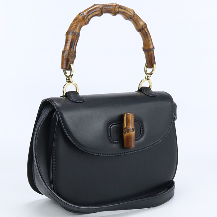 中古良品グッチGUCCI バンブー 2WAYハンドバッグ レザー 000.01.0633 ブラック系　 ランク：A us-2 2WAY ショルダー レディース