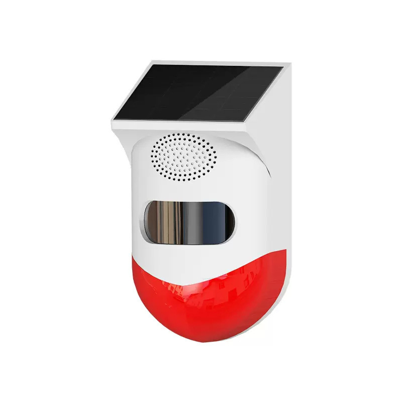【送料無料】8　防犯アラーム ブザー LED警告灯 人感センサー 侵入 ソーラー充電 赤色灯 警報機 120db ブザー音 警告アラーム IP65防水