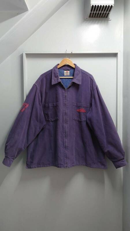 90’s Euro Levi's モールスキン ワークジャケット 茄子紺 XXL 裏地キルティング ジップアップ ユーロリーバイス