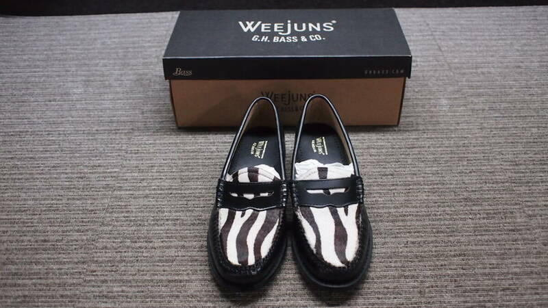 ▲Bに 3-85 G.H.BASS&CO. WEEJUNS PENNY LOAFER ハラコ ブラック ゼブラ