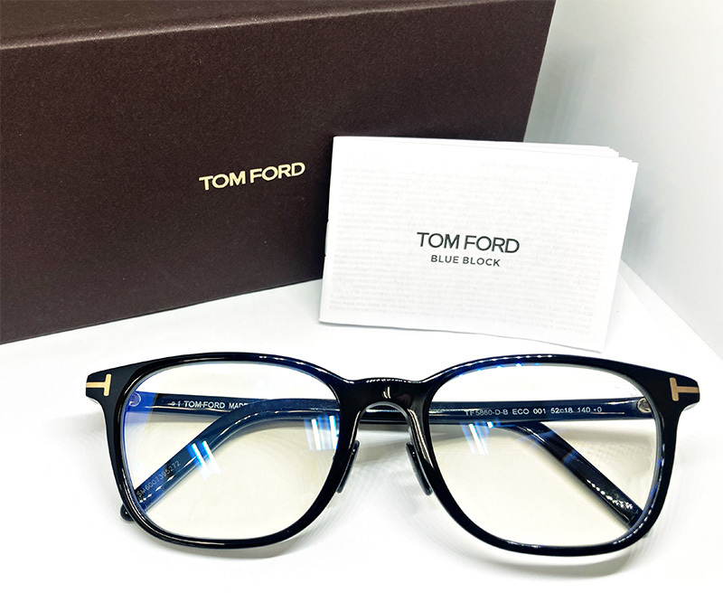 TOM FORD 正規品 ブルーライトカット付 BLUE BLOCK 眼鏡フレーム 伊達メガネ FT5860-001DB ブラック 黒縁 トムフォード