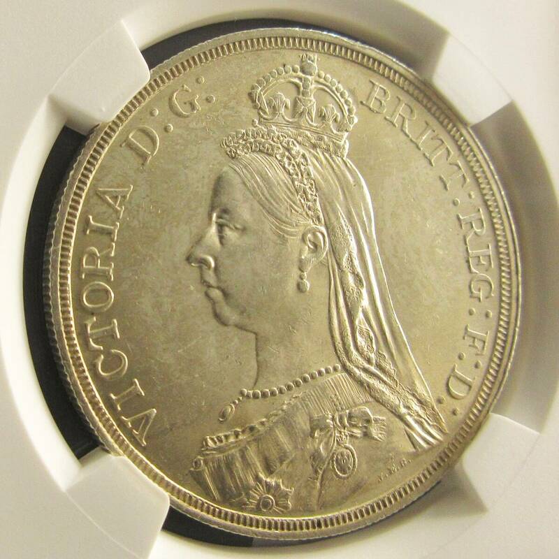 ≪黄金期の大型銀貨≫1887 イギリス 1クラウン 銀貨 NGC MS63 ヴィクトリア女王 ジュビリーヘッド アンティーク モダン コイン 金貨 銅貨