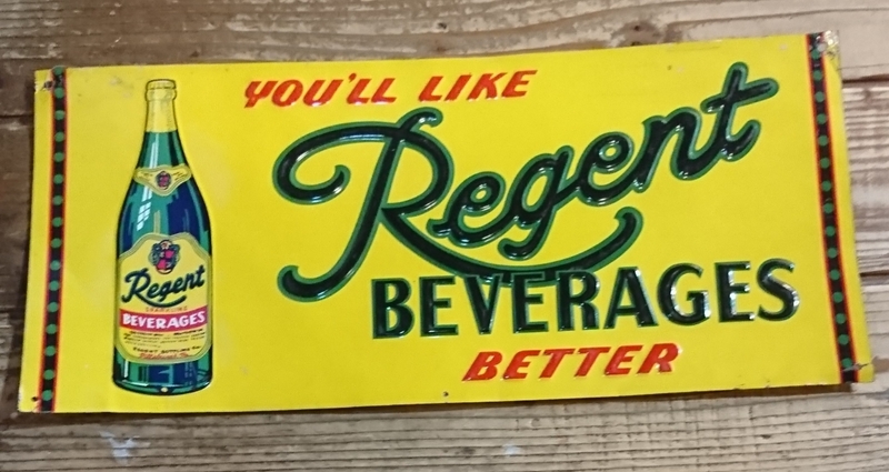 50s vintage antique sign boad ブリキ 看板 regent beverage