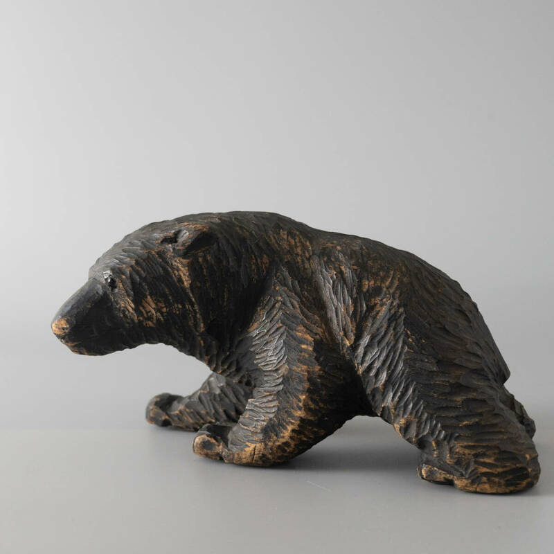 木彫の熊 北海道 民芸 木彫り熊 木製彫刻 飾り オブジェ 置物 民藝 木彫熊
