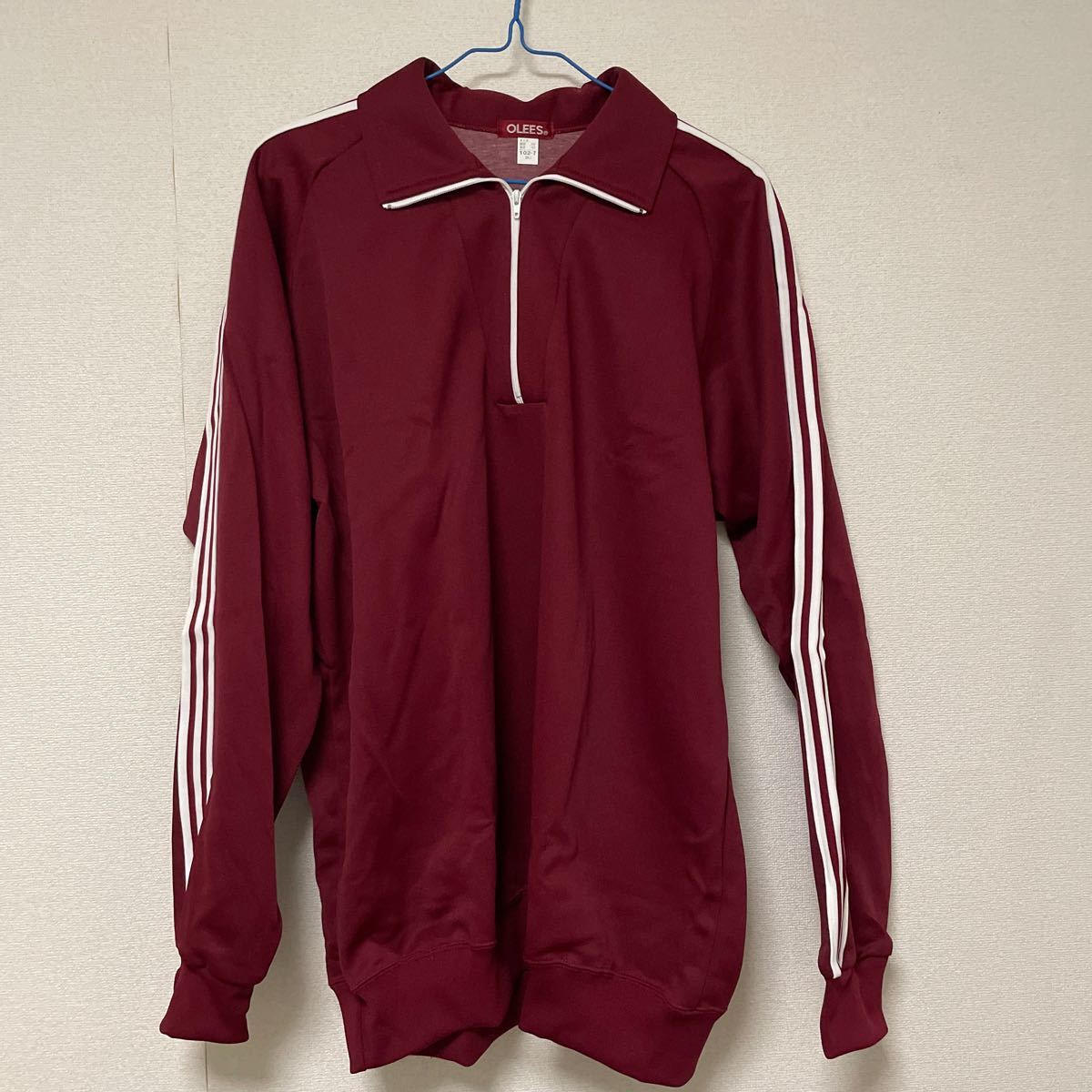 3L OLLES 体操服ジャージ エンジ 3本ライン 学校ジャージ 芋ジャージ 学販品 昭和レトロ