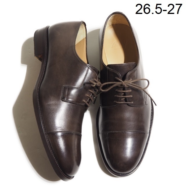 x4236P　▼Brioni ブリオーニ▼　キャップトゥ ダービーシューズ ダークブラウン EU7/26.5～27cm レザーシューズ ドレスシューズ 茶 rb mks